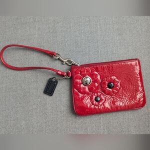 Coach Red Floral Wristlet